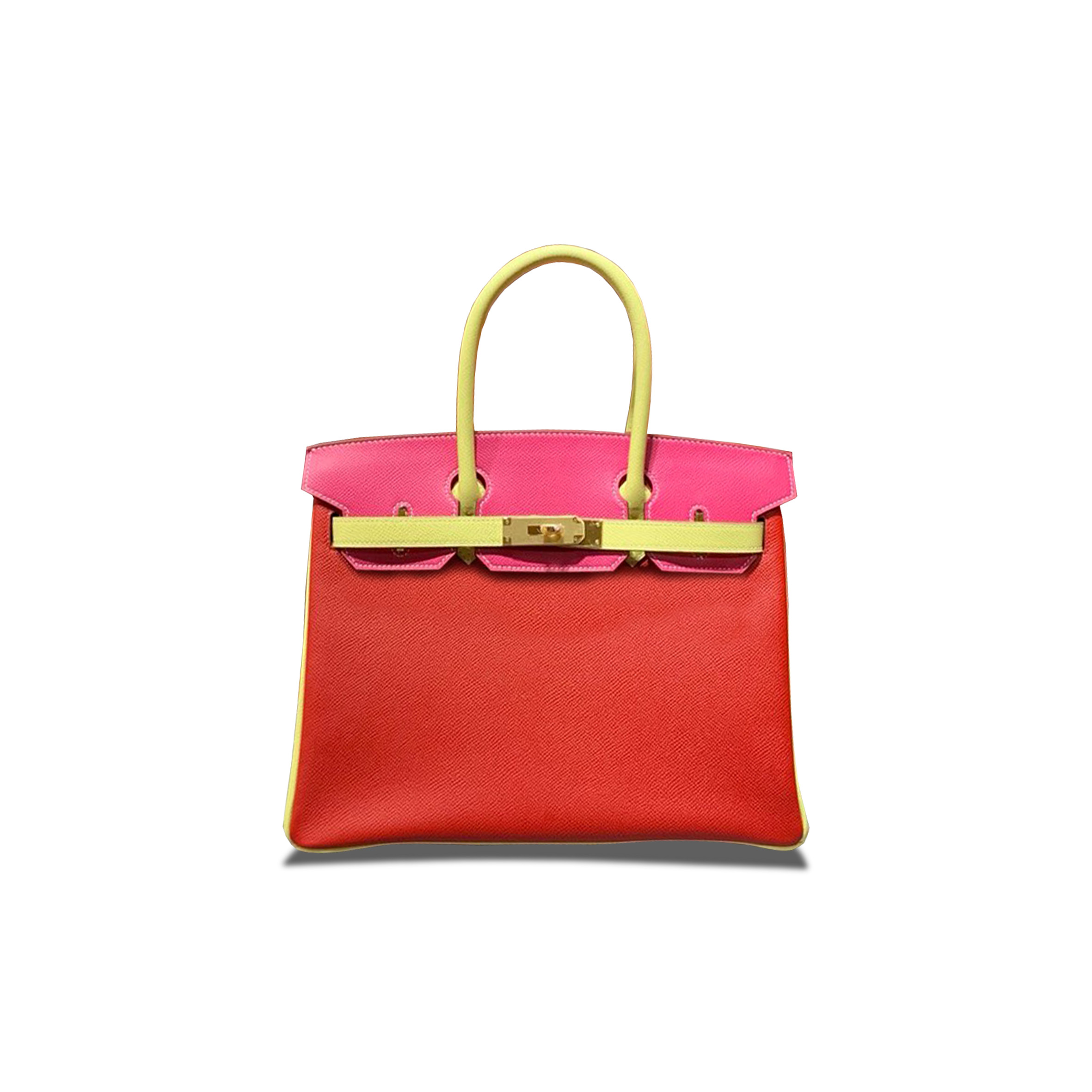 HERMES MASTER BIRKIN 30 EPSOM RED AND CHICK YELLOW AND ROSE GOLD BUCKLE H028362CC06 (30*23*15cm)